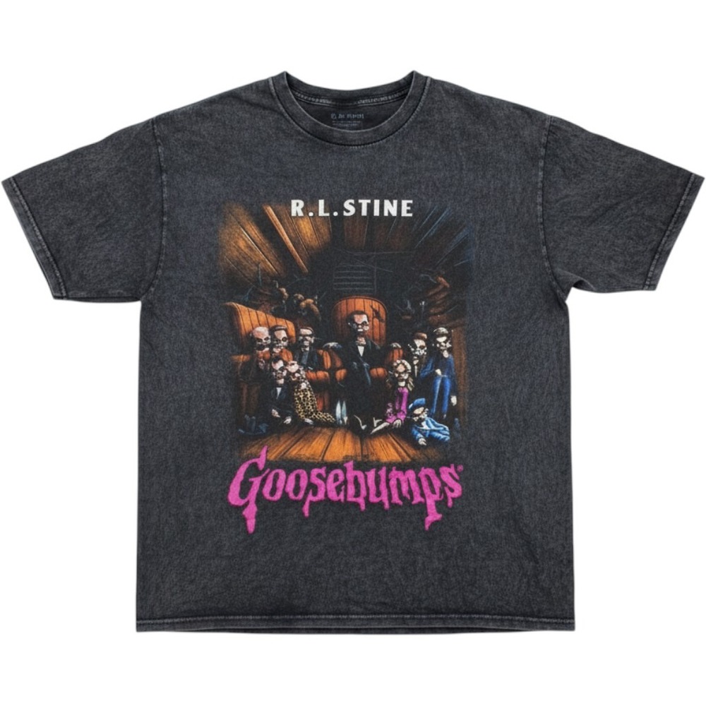 Goosebumps RL Stine Slappy Acid Wash Graphic T-Shirt Mens Medium Charcoal Grey